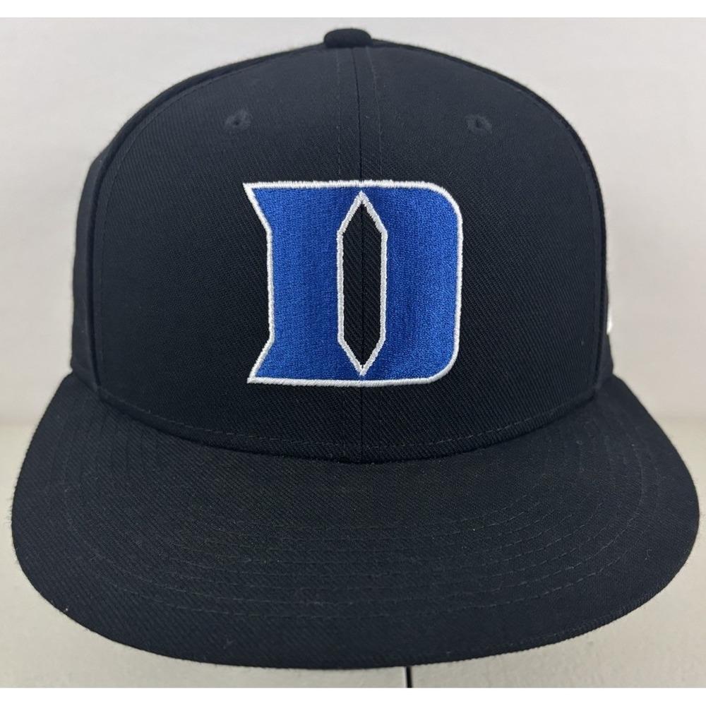 Nike Duke Blue Devils Black Blue Baseball Cap Size 7 Dri Fit Hat Fitted